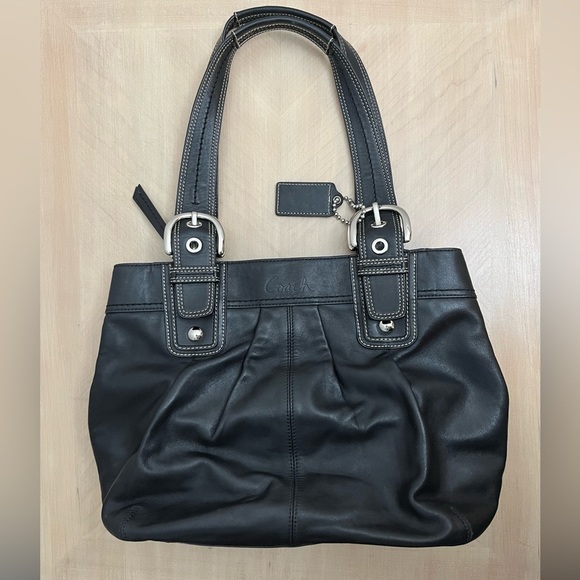 Coach Black Leather Shoulder Bag - Picture 1 of 10